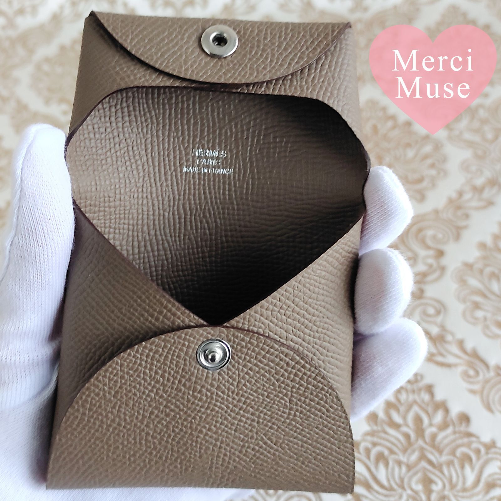 未使用✨エルメス HERMES エトゥープ バスティア ケース U刻印 エルメス HERMES バスティア U刻印 (2022年製) ブラック シルバー金具