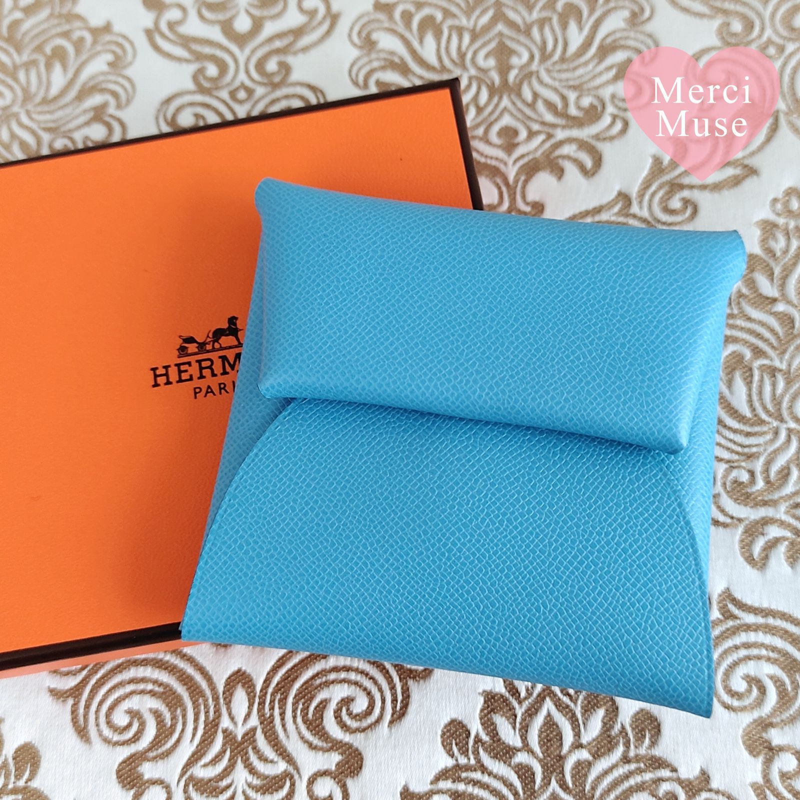 ❤未使用品❤レア素材 バスティア ブルーデュノール ケース エルメス W刻 ❤未使用品❤バスティア コインケース ブルーデュノール レア素材の