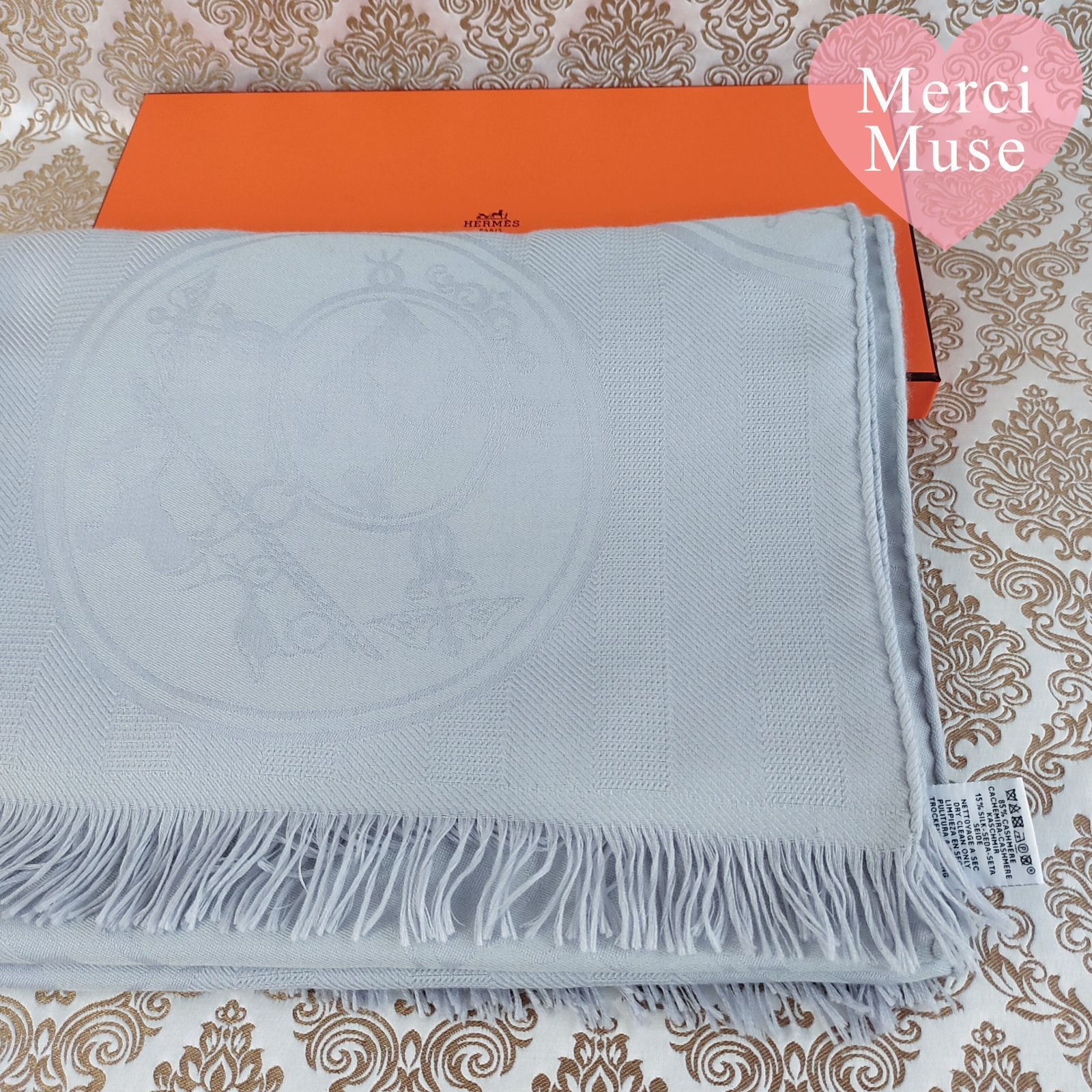 ❤お得なお品❤ニューリブリス カシシル ライトブルーグレー ストール