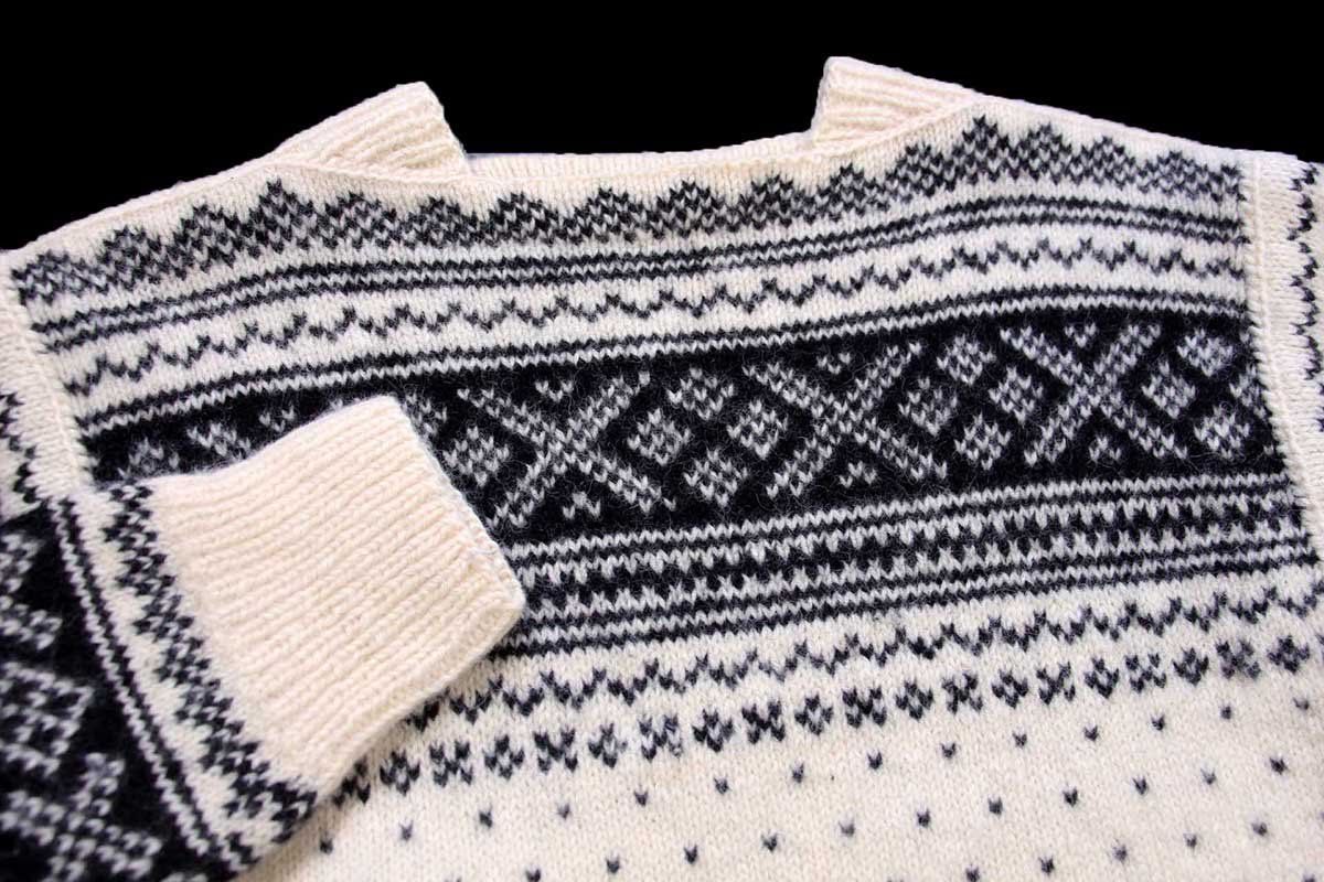 ノルウェー製 norse knit ノルディック柄 ウール ハンドニット