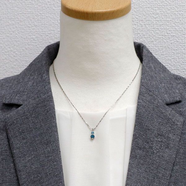 Pt900/ Pt850 トリートブルー ダイヤモンド ペンダントネックレス 0.50