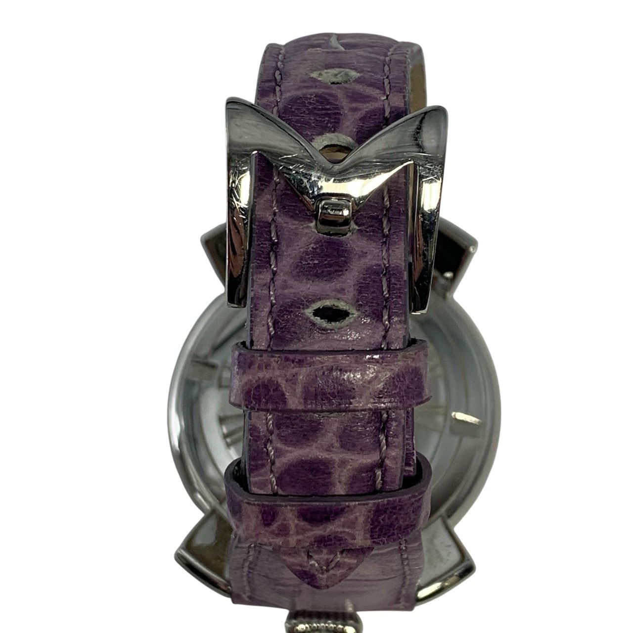 ガガミラノ 腕時計 レディース マヌアーレ40mm 白 薄紫色 シェル盤 ロゴ ♪3665 ガガミラノ 腕時計 クォーツ レディース Manuale 40mm