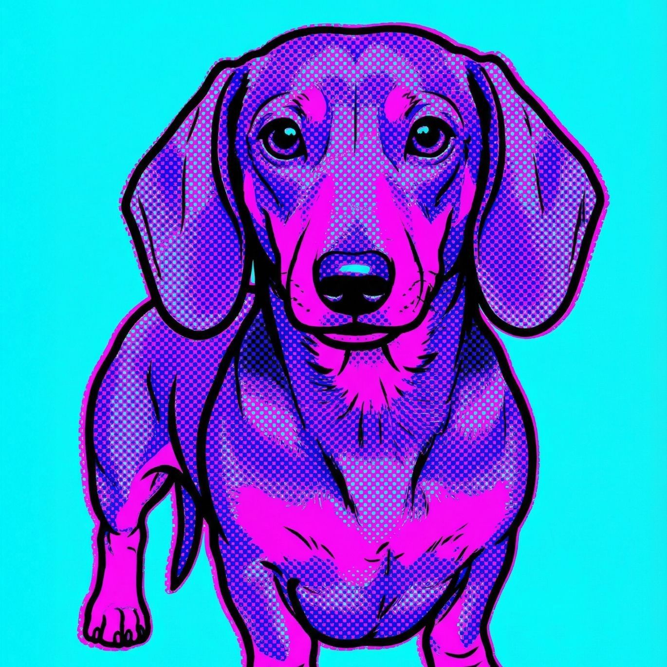POP ART DOG - ダックスフンド犬 No.2】ジークレー版画＊名入れOK