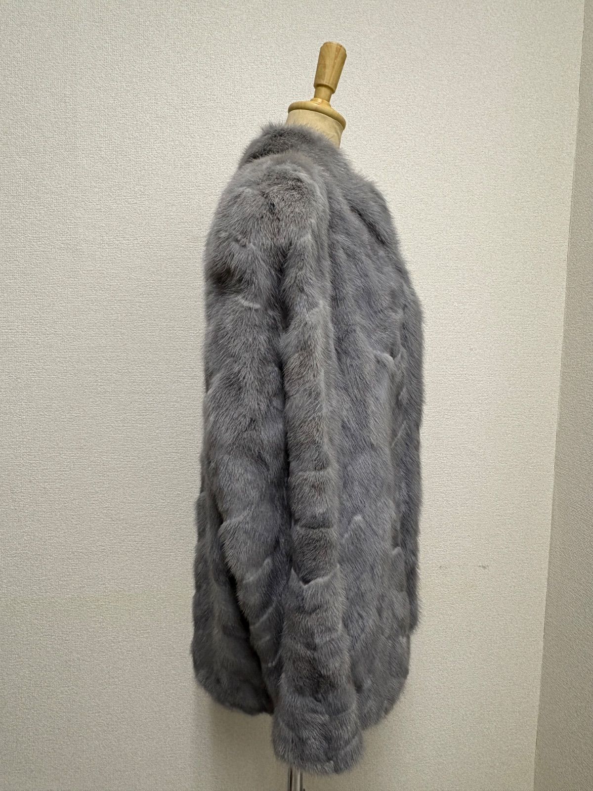 EMBA リアルファーコート EMBA リアルタヌキファーコート 毛皮ジャケット ミドル丈ラクーン