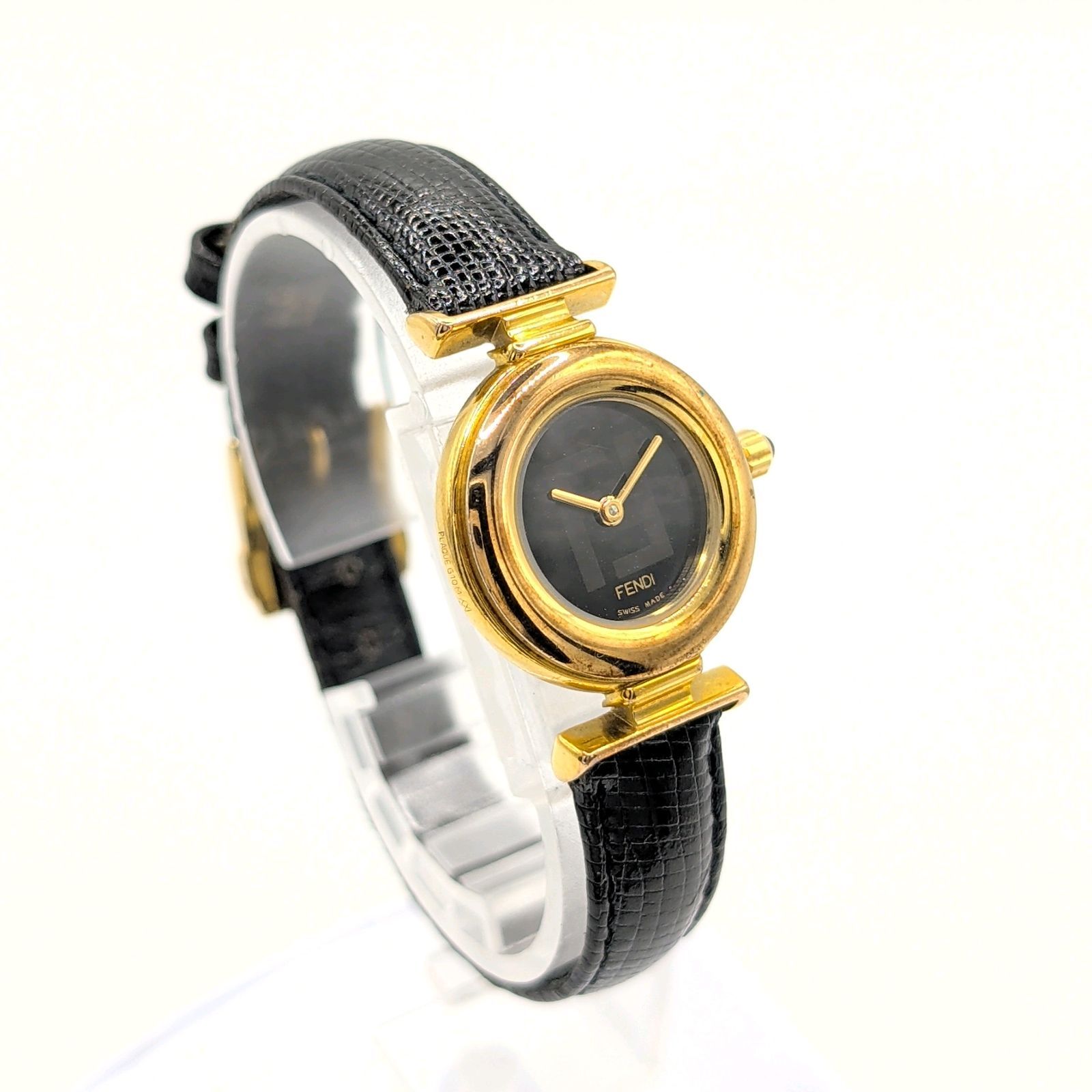 FENDI Watch Quartz Ladies Zucca pattern Gold Black dial Y2K 00S
