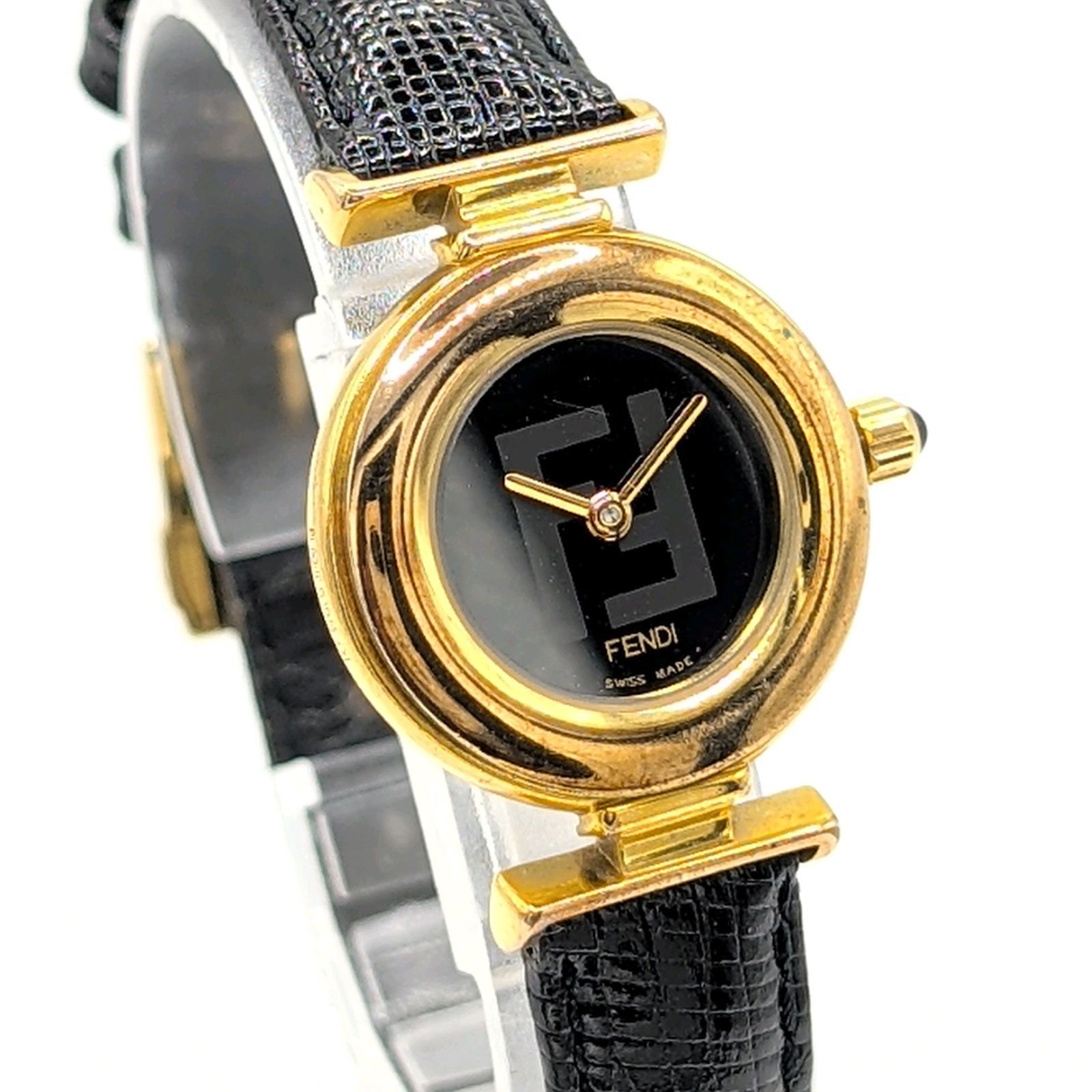 FENDI Watch Quartz Ladies Zucca pattern Gold Black dial Y2K 00S