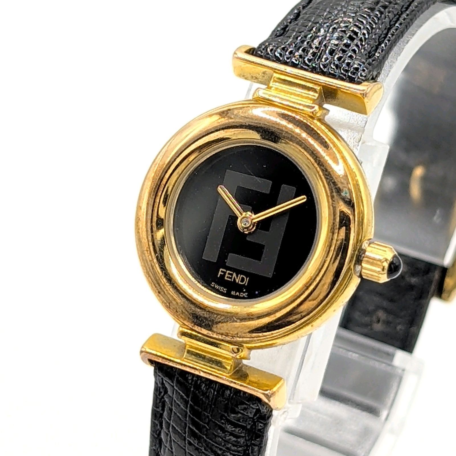FENDI Watch Quartz Ladies Zucca pattern Gold Black dial Y2K 00S