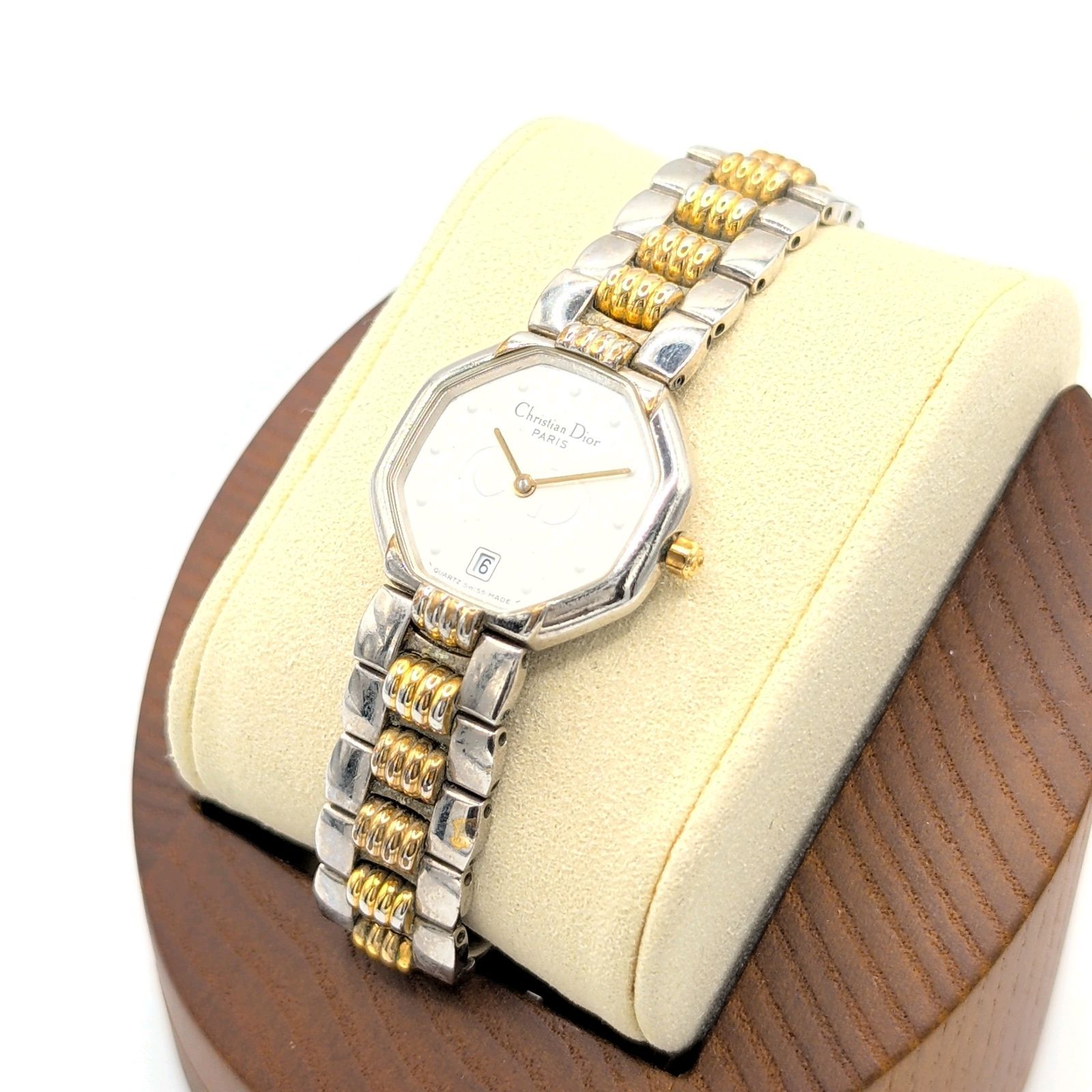 Christian Dior Watch QZ Ladies Octagon Gold Silver Combi Y2K 00S
