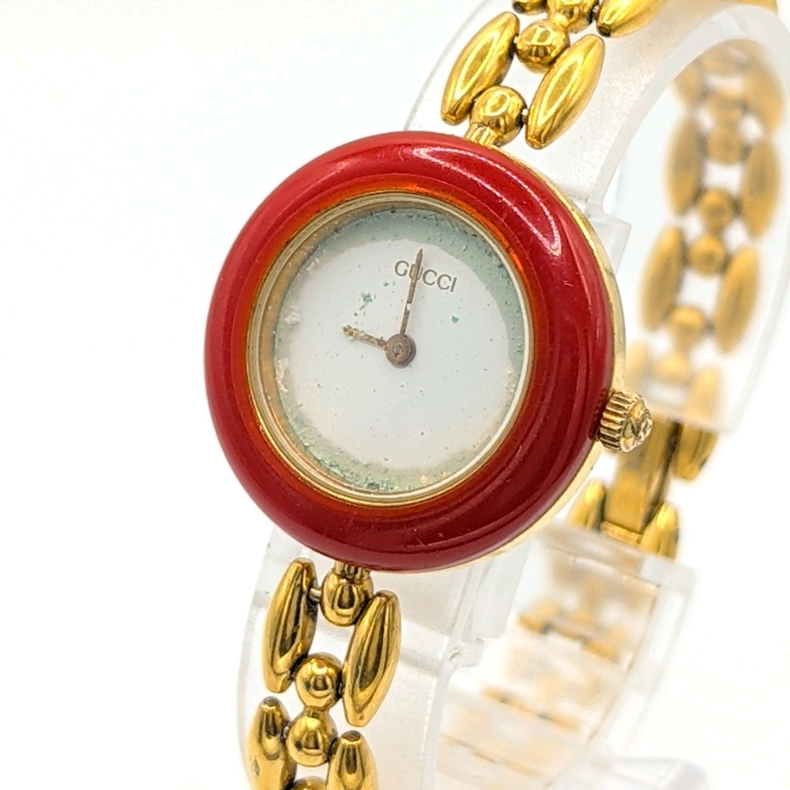 GUCCI Change the bezel Watch Quartz Ladies Red White dial Chain