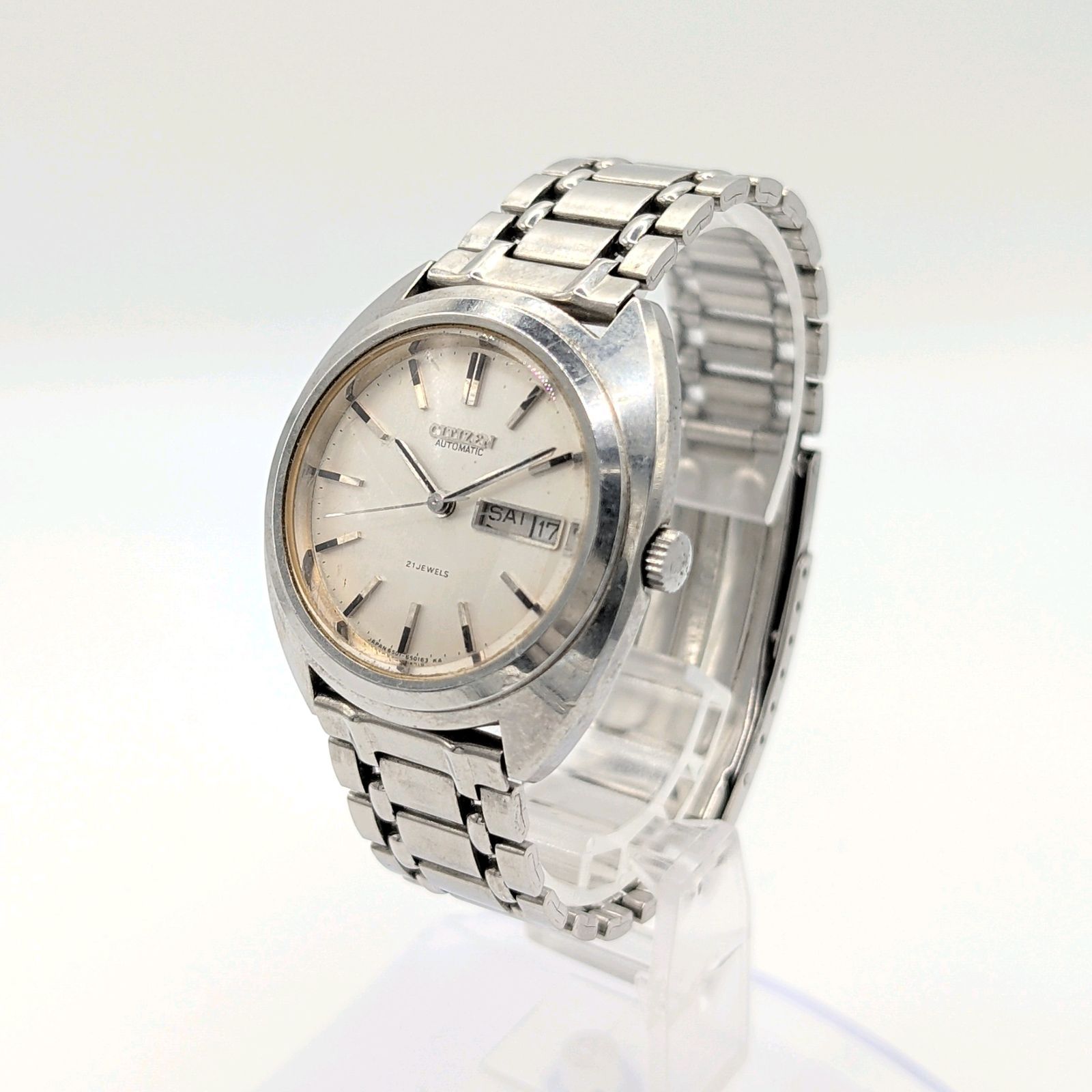 CITIZEN 4-650476 Y Watch Automatic Men's Round Silver 21 Jewels