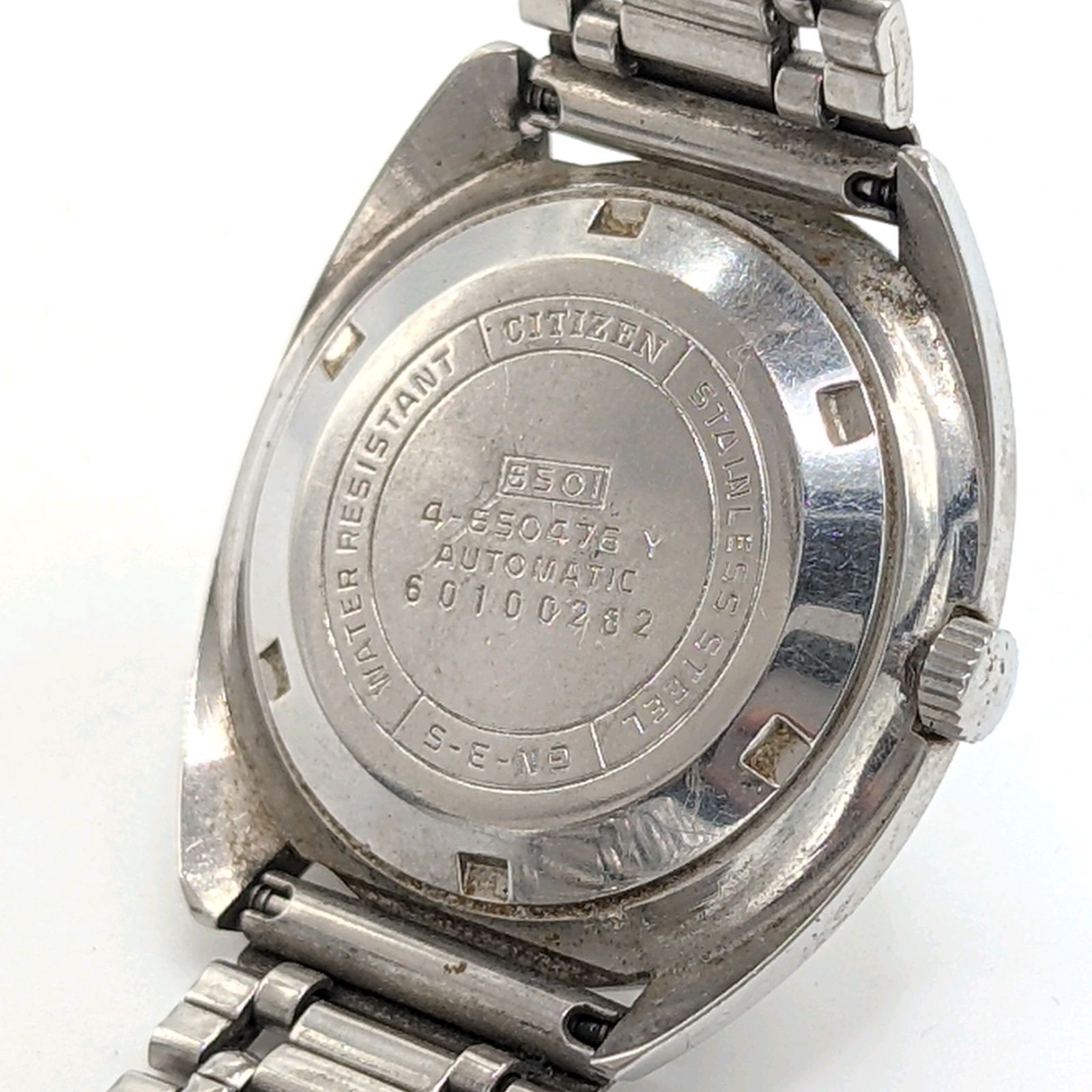 CITIZEN 4-650476 Y Watch Automatic Men's Round Silver 21 Jewels