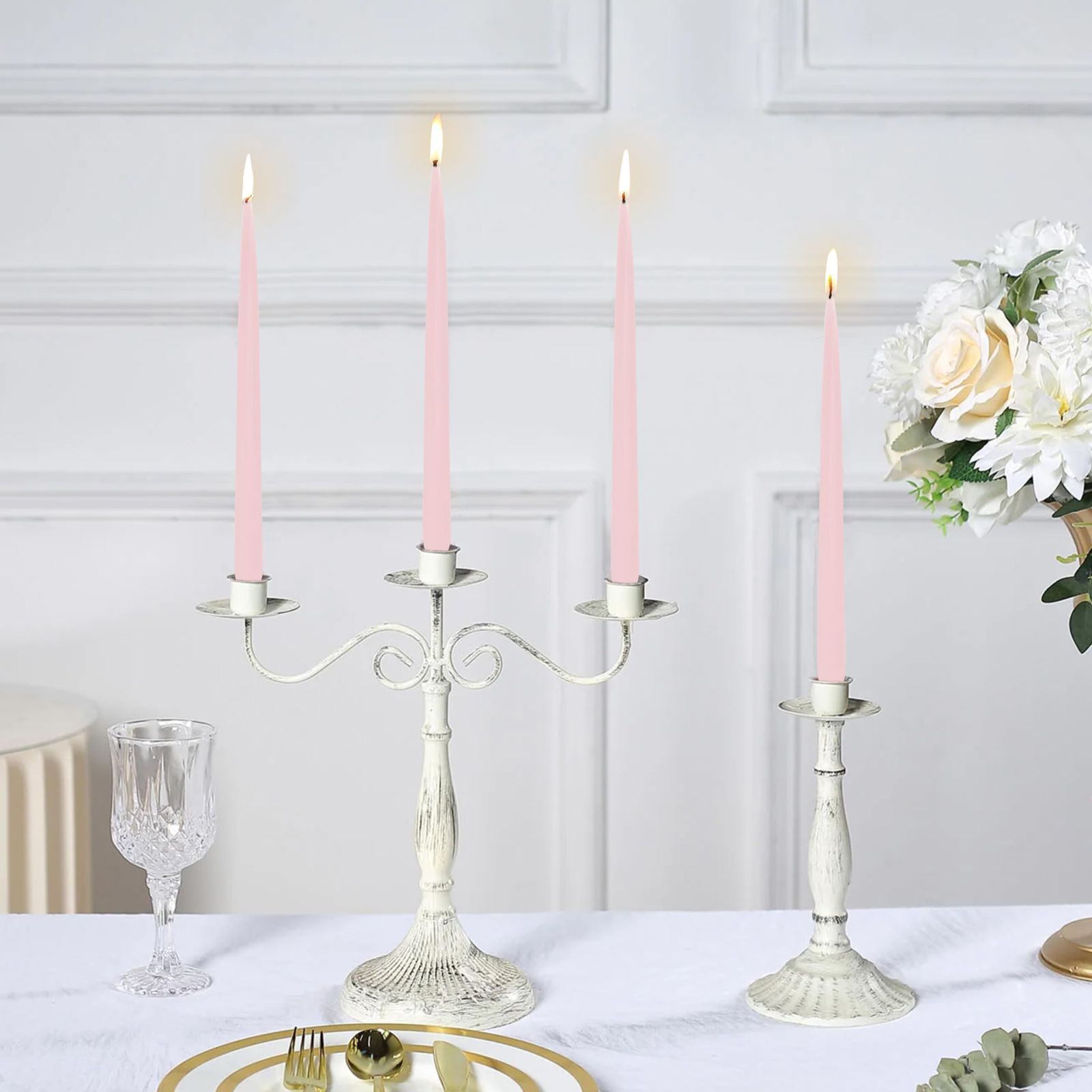 ウェディングロウソク立てピンク12個セット 新着商品】キャンドル キャンドル セット 人気 結婚式 ロウソク 記念日
