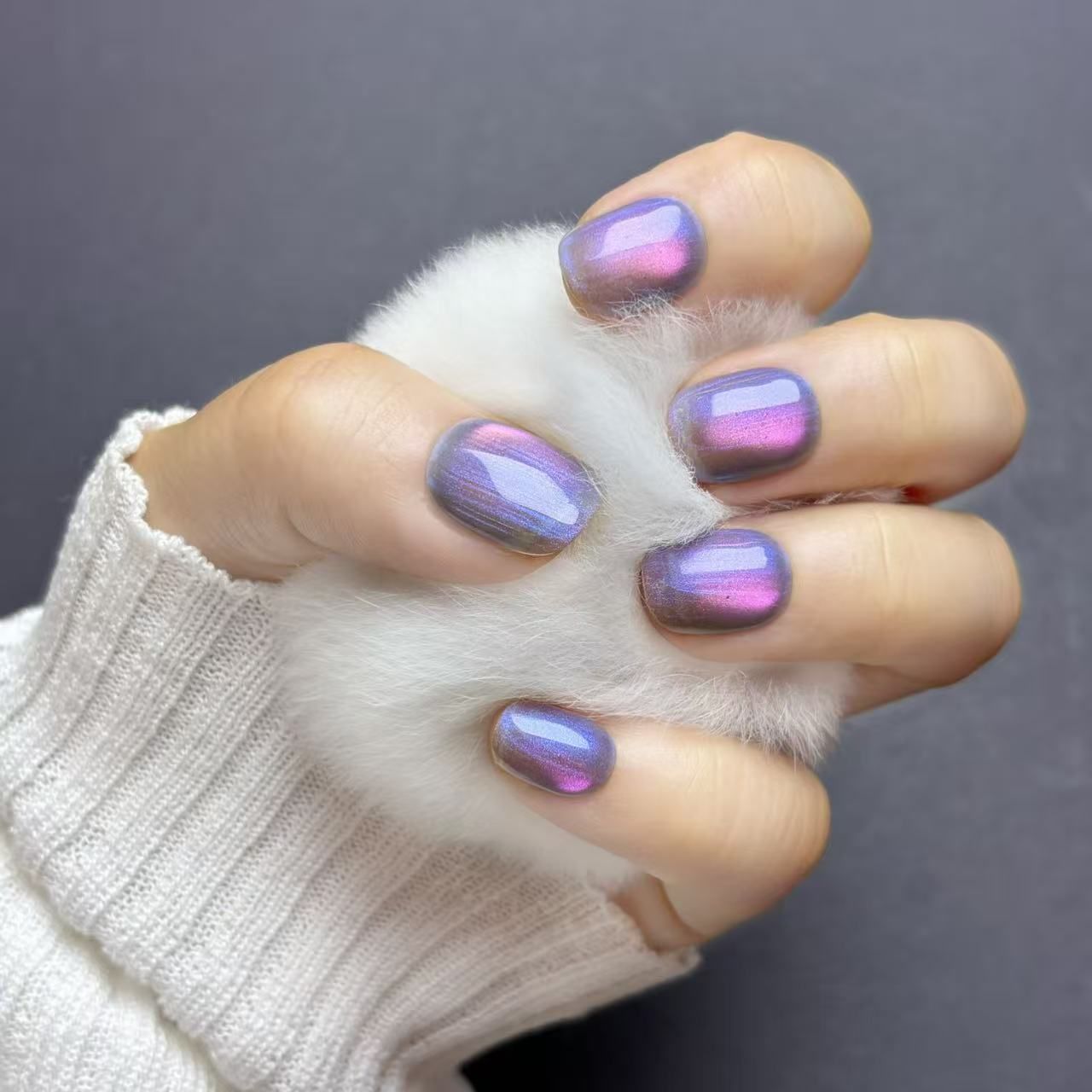 [Spring Fair] OHMI GALLERY Magnetic Nail, Short Round, One Color, 100% Handmade, Luxurious, Unisex, NTVRMSC, Cyber City