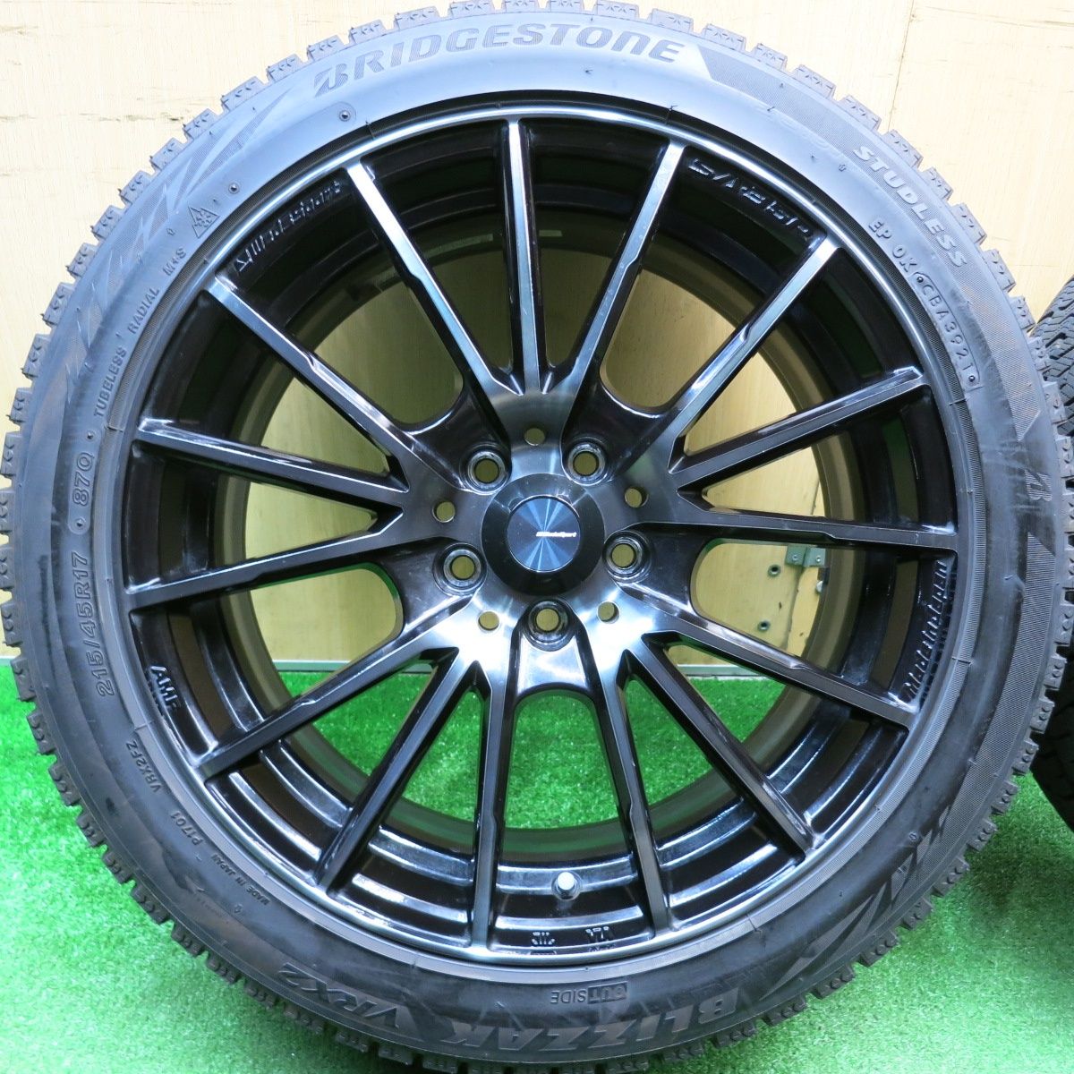 バリ溝❗️ブリヂストンスタッドレスタイヤ&Weds 製14インチ ホイールセット バリ溝！21年！9.5分☆86 BRZ 等 wedsSport SA-35R AMF 215/45R17