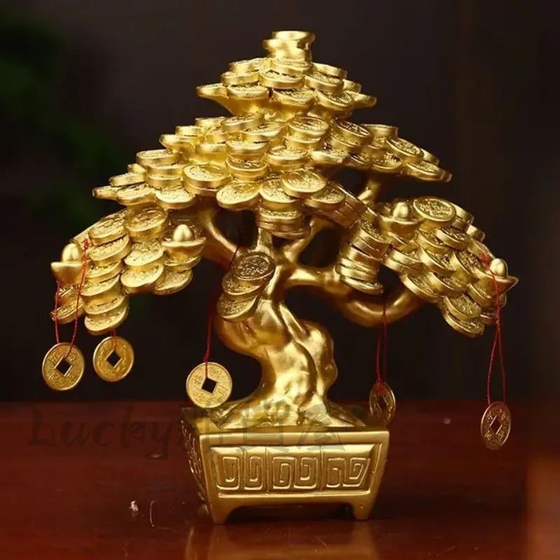 【人気，爆買い】 金のなる木 金 黄金 ゴールド 豪華 招財樹 富 繁栄 オブジェ 置物 インテリア 玄関 風水 縁起物 贈り物 プレゼント 樹脂素材 高級感 運 開運 商売繁盛 置物