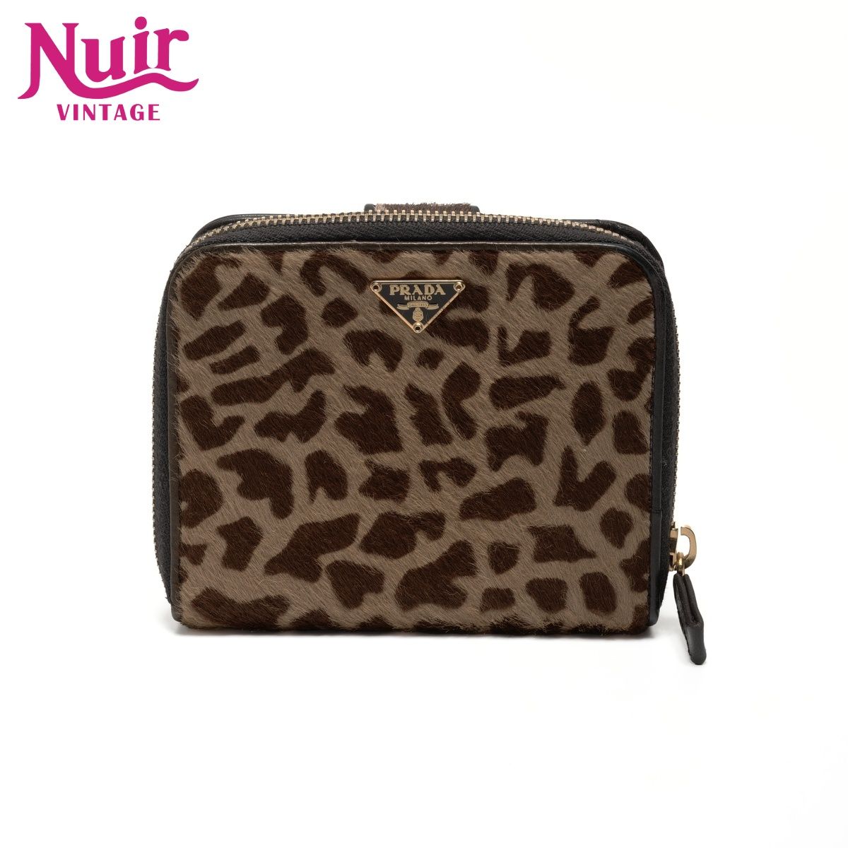 PRADA プラダ 二つ折り財布 ハラコ レオパード ラウンドジップ