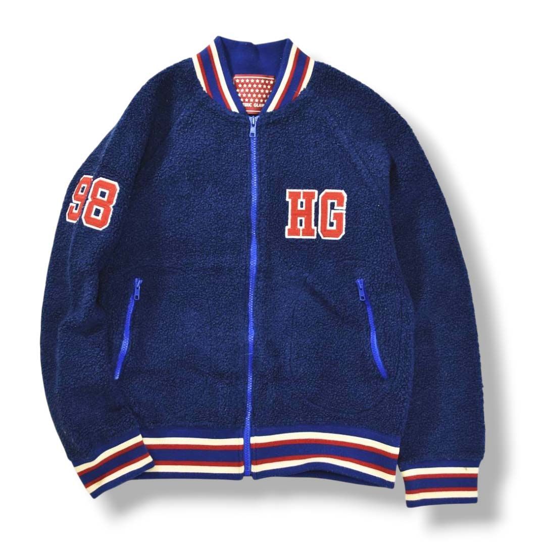 HYSTERIC GLAMOUR スタンドカラーボアフリースブルゾン HYSTERIC GLAMOURボアジャケットフリースブルゾン黒刺繍