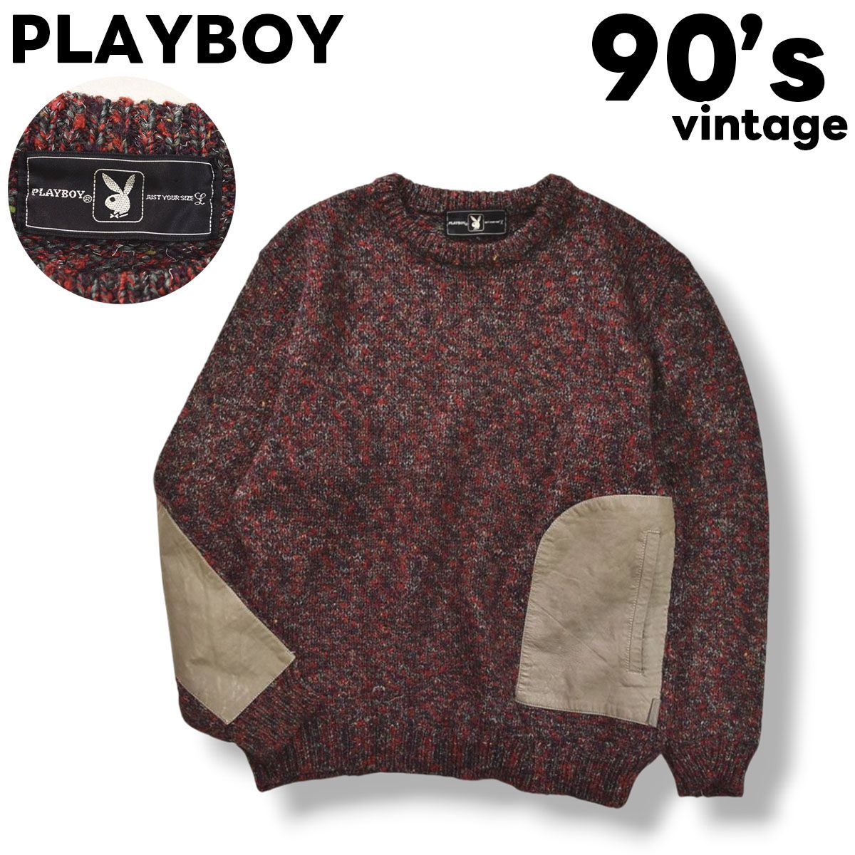80s~90s プレイボーイ PLAYBOY ニットセーター M 90s ヴィンテージ プレイボーイ PLAYBOY ウール ニット セーター
