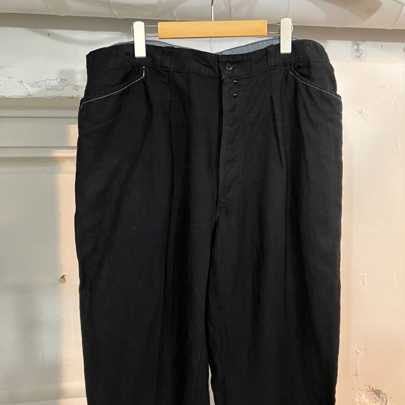 50s AU MOLINEL / フレンチワーク ブラックリネン マキニョンパンツ