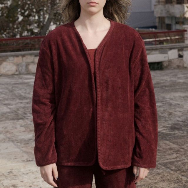 BASERANGE ベースレンジ 24AW FILL JACKET テリーフリース ノーカラージャケット XS ASTER BROWN RED パイル 定価41,800円 アウター【新古品】【中古】【BASERANGE】 新品 BASERANGE ベースレンジ 24AW FILL JACKET テリーフリース ノー