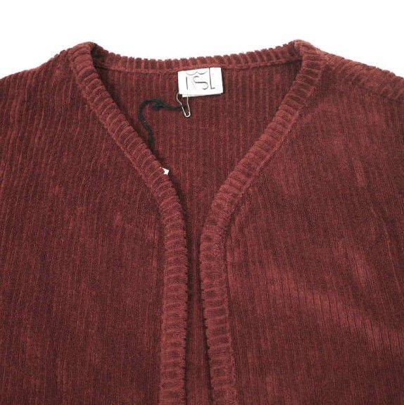 BASERANGE ベースレンジ 24AW FILL JACKET テリーフリース ノーカラージャケット XS ASTER BROWN RED パイル 定価41,800円 アウター【新古品】【中古】【BASERANGE】 新品 BASERANGE ベースレンジ 24AW FILL JACKET テリーフリース ノー