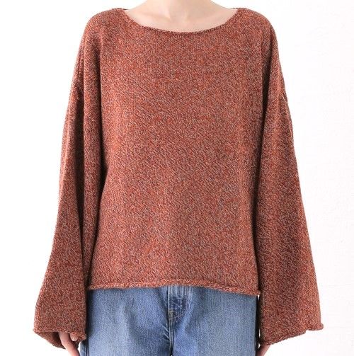 BASERANGE ベースレンジ 24AW フランス製 SEIRA PULLOVER オーガニックコットン メランジニット KNSEP-CO-AU24 XS/S Rust Melange セーター 定価30,910円 トップス【新古品】【中古】【BASERANGE】 新品 BASERANGE ベースレンジ 24AW フランス製 SEIRA PULLOVER