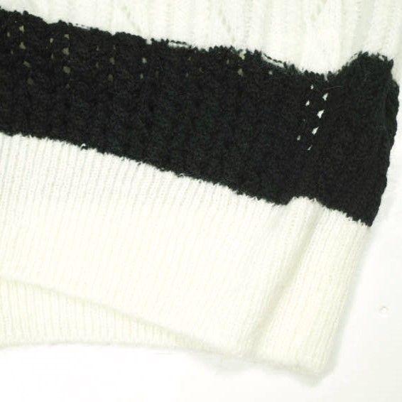 tao COMME des GARCONS タオ コムデギャルソン 23SS 日本製 SHUN SUDO フラワー刺繍ボーダークルーネックニット TK-N022 S BLACK/WHITE セーター Tricot トリコ 定価64,900円 トップス【新古品】【中古】【tao COMME des GARCONS】 新品 tao COMME des GARCONS タオ コムデギャルソン 23SS 日本製 SHUN
