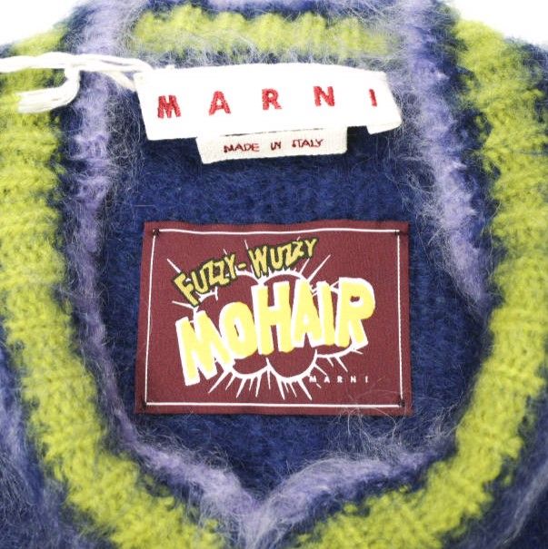 新品 MARNI マルニ 23AW イタリア製 FUZZY WUZZY ブルーストライプ