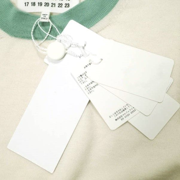 Maison Margiela 1 メゾンマルジェラ 21SS イタリア製 カラートリム ハイゲージウールクルーネックニット S51HA1114 S17674 S OFF WHITE セーター 定価83,600円 オーガンジー トップス【新古品】【中古】【Maison Margiela 1】 新品 Maison Margiela 1 メゾンマルジェラ 21SS イタリア製 カラー