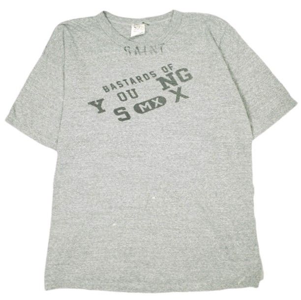 SAINT MICHAEL x BerBerJin セントマイケル ベルベルジン 25SS 別注 日本製 BJ_SS TEE / YOUNG 霜降りプリントTシャツ SM-HR8-0000-C37 L GRAY SAINT Mxxxxxx トップス