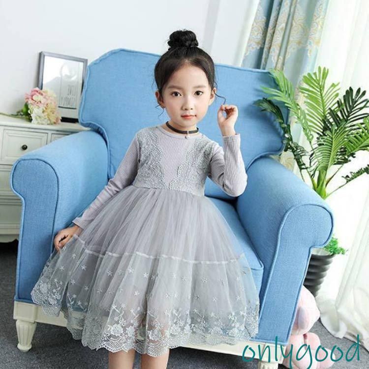 ワンピース キッズ 子供 ドレス 長袖 レース 女の子 チュニック 子供服 こども服 子ども服 プチプラ ロング 無地 ドレス リブ 秋 冬 春 10