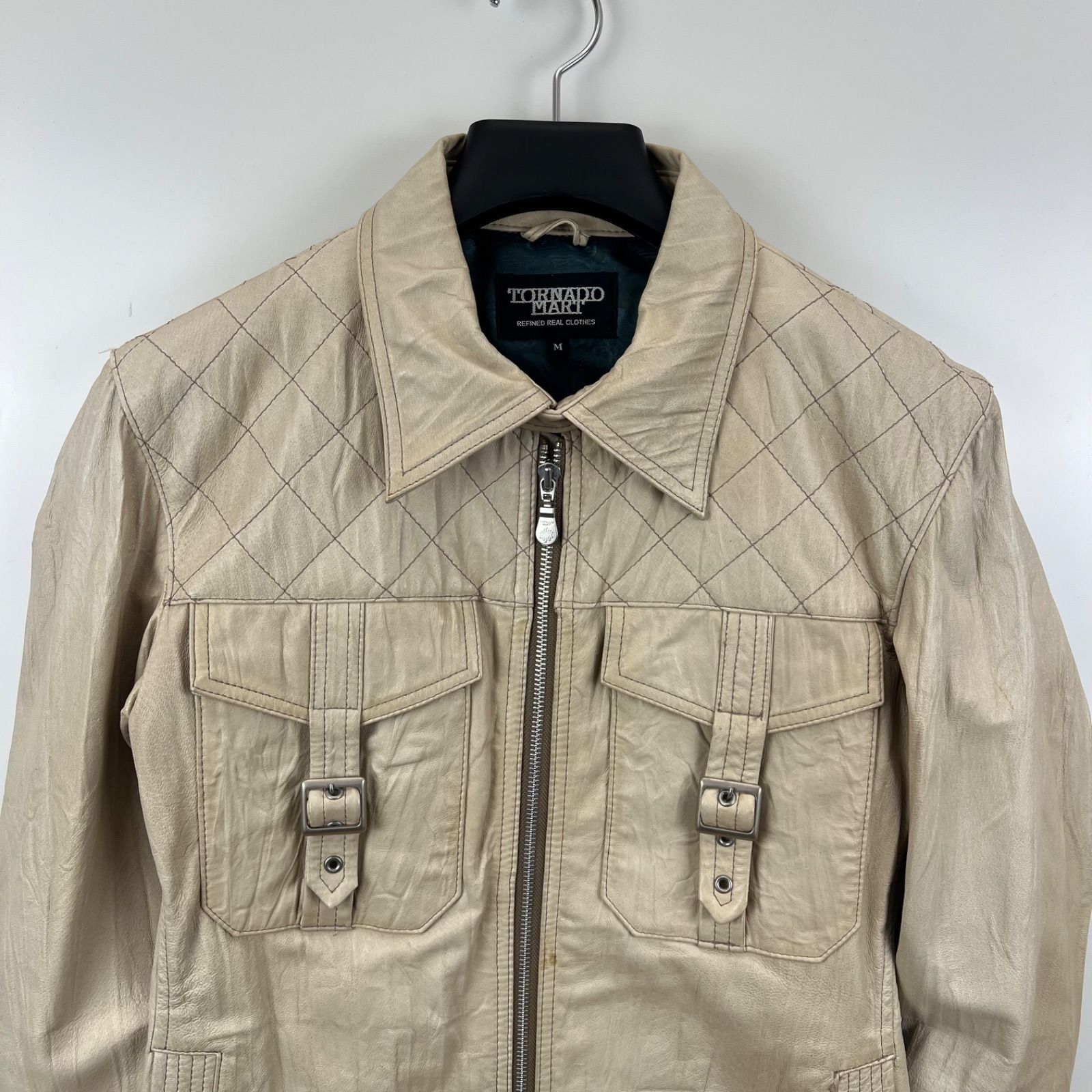 TORNADO MART 00s y2k archive grunge leather zip jacket M TLE-7501