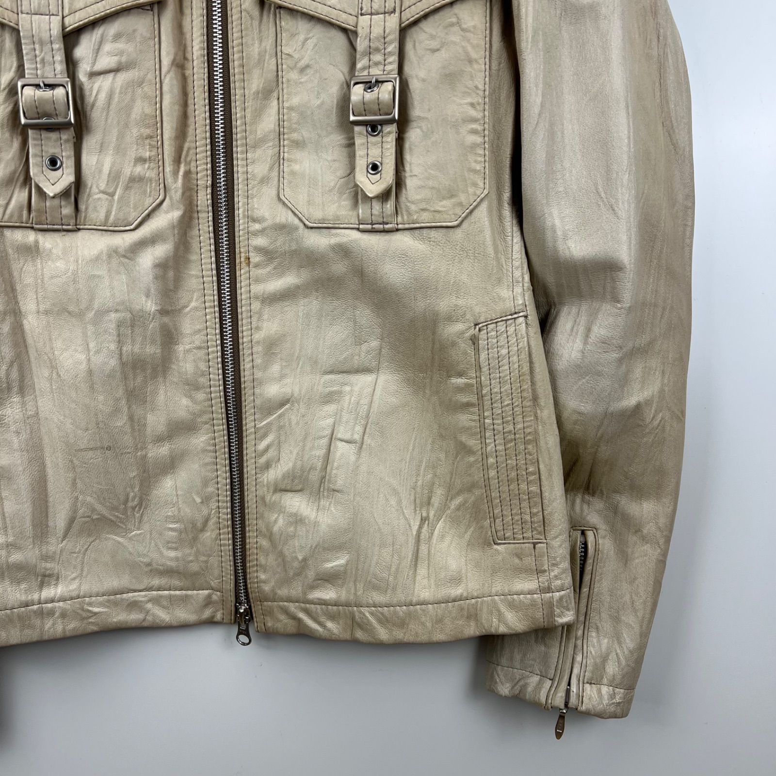 TORNADO MART 00s y2k archive grunge leather zip jacket M TLE-7501