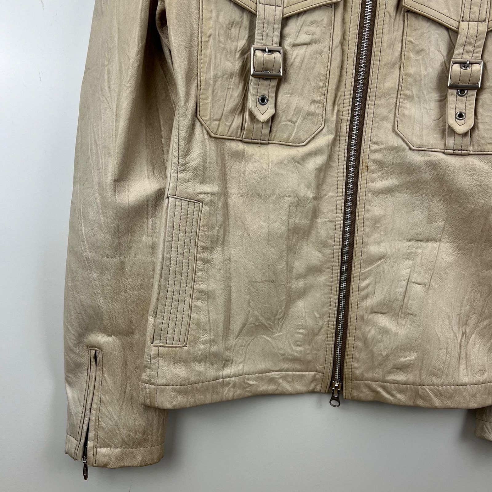 TORNADO MART 00s y2k archive grunge leather zip jacket M TLE-7501