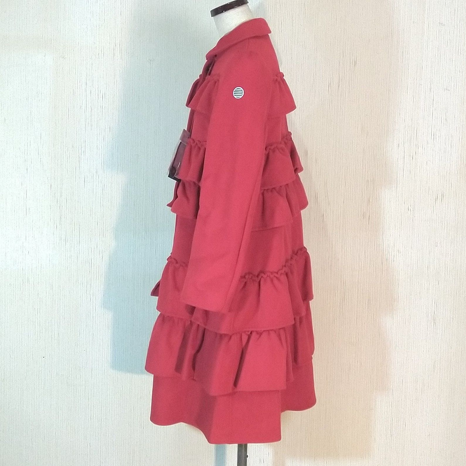 新品】BORDERS at BALCONY フリルコート ウールコート RED ボーダーズ