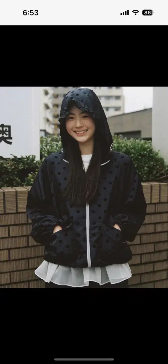 オヘシオ ドット フリル ショップ ウィンドブレーカー ネイビー