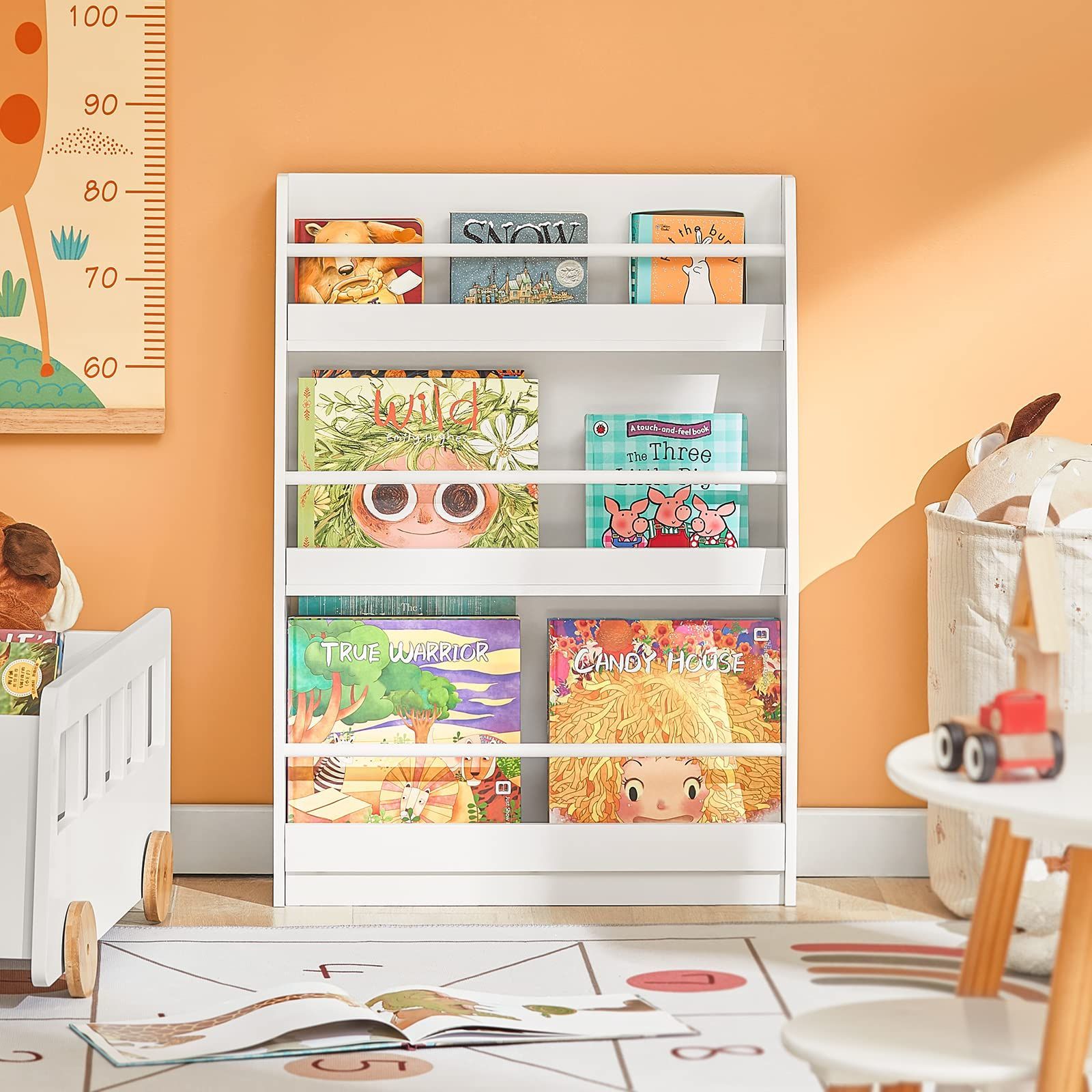 本棚・絵本棚・マガジンラック mkay 新着商品】かわいい 幅58×奥行き18×高さ81cm おしゃれ 絵本だな キッズ