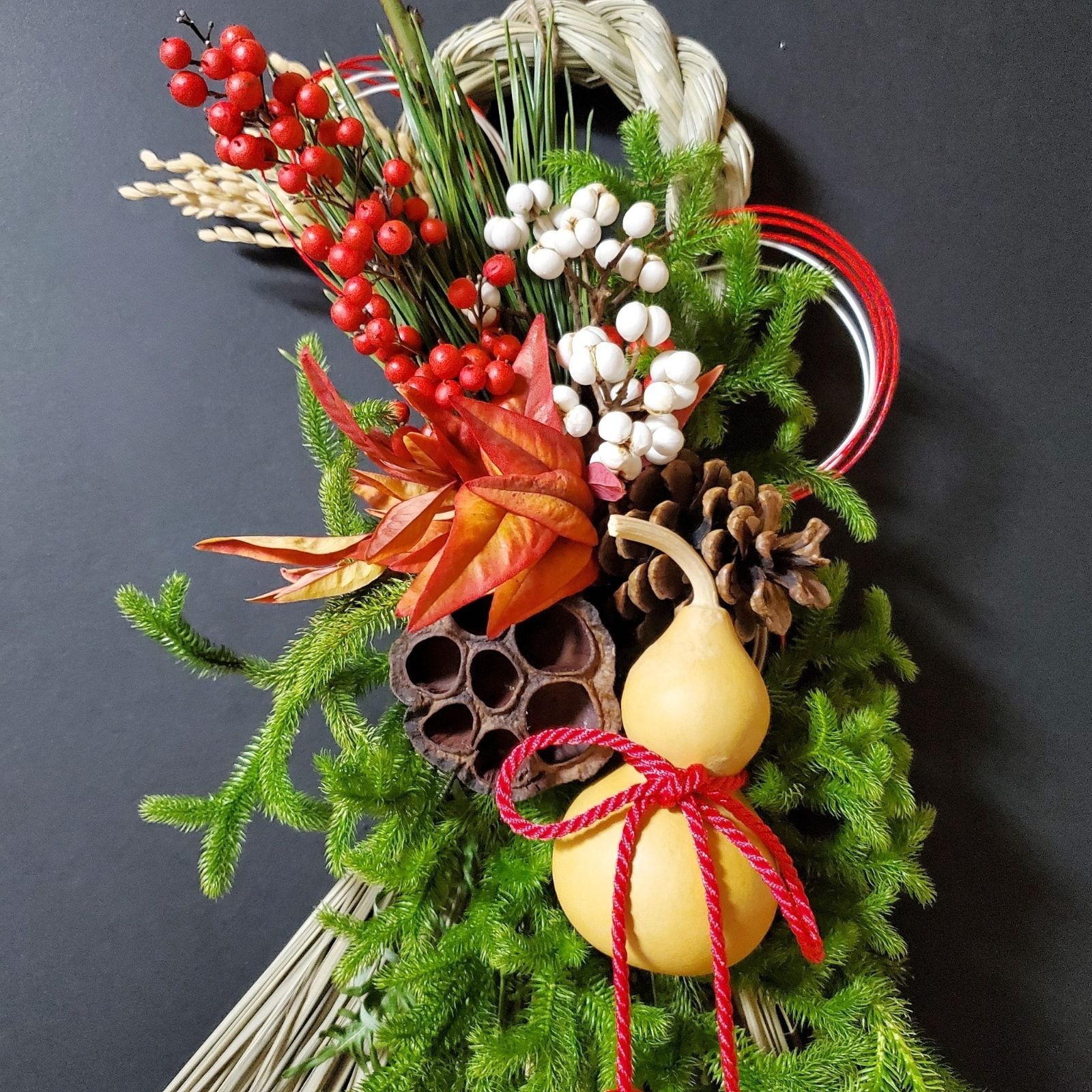 縁起物10点をまとめたしめ飾り お正月飾り 正月飾り しめ縄飾り 水引