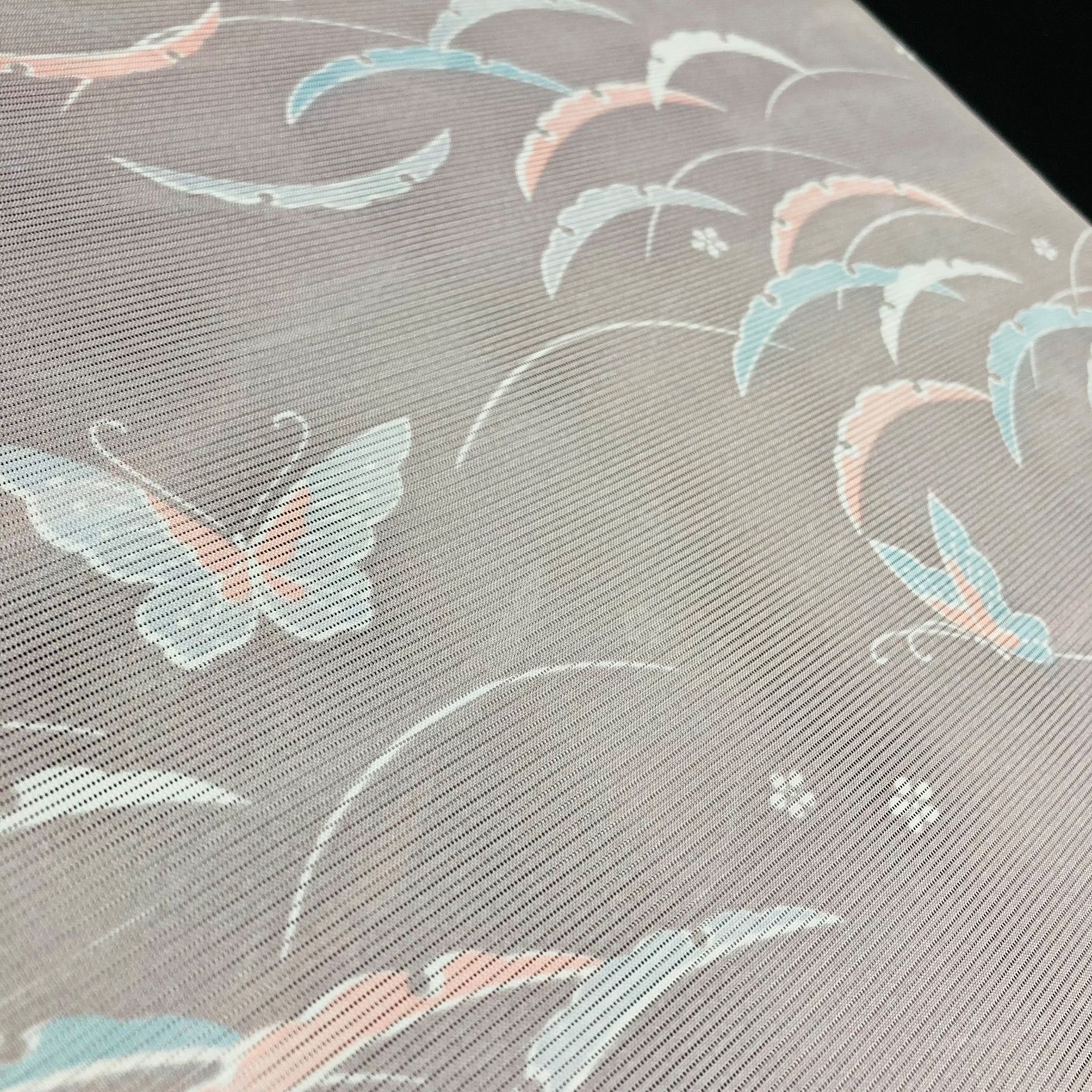 着物と帯オレンジ y179◾️割と綺麗な夏物駒絽ポリエステル化繊小紋