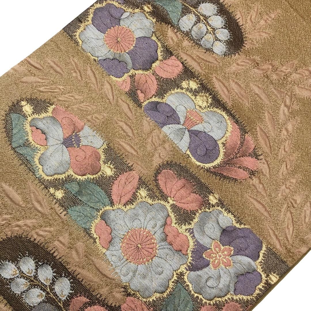 袋帯 辻が花 霞模様 金糸 楊梅色 O-5861 - メルカリ