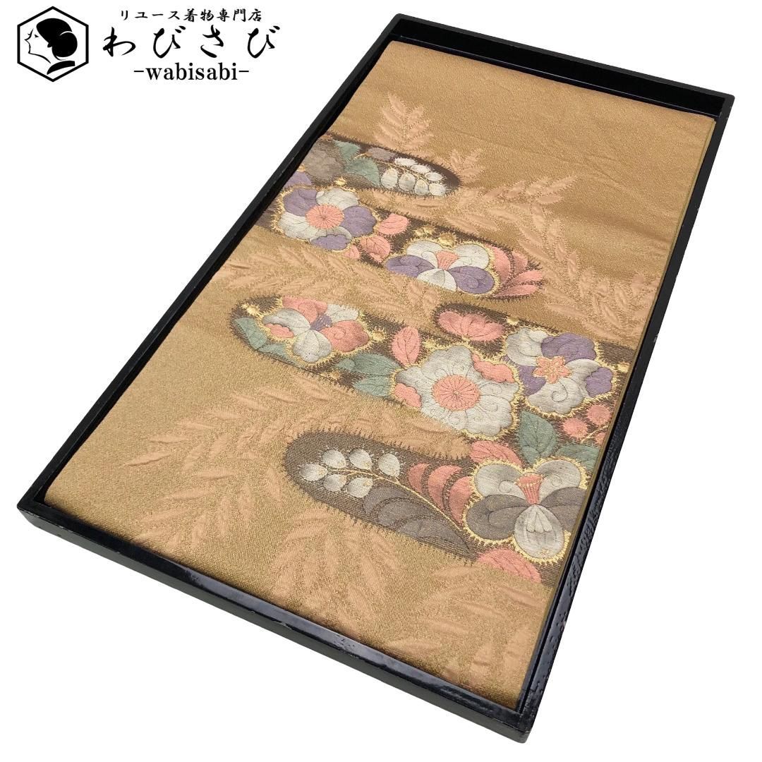 袋帯 辻が花 霞模様 金糸 楊梅色 O-5861 - メルカリ