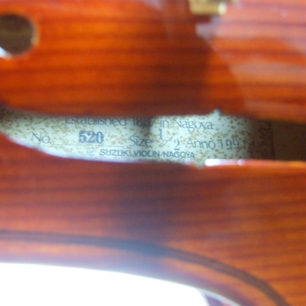 スズキバイオリン 1/2 No520 分数 1991年 SUGITO 毛替え済み弓 ケース