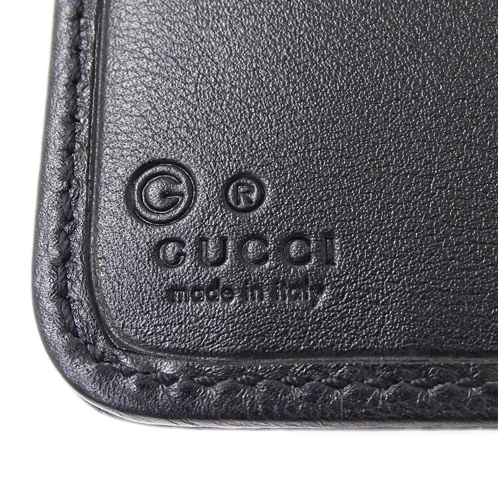 GUCCI グッチ マイクロシマ コンパクト財布 レザー 黒 449395 グッチシマ グッチ 財布 GUCCI 二つ折り財布 レディース マイクロ