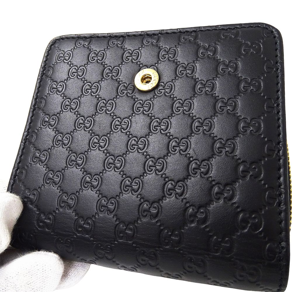 GUCCI グッチ マイクロシマ コンパクト財布 レザー 黒 449395 楽天市場】GUCCI グッチ/マイクロGGシマ コンパクトウォレット