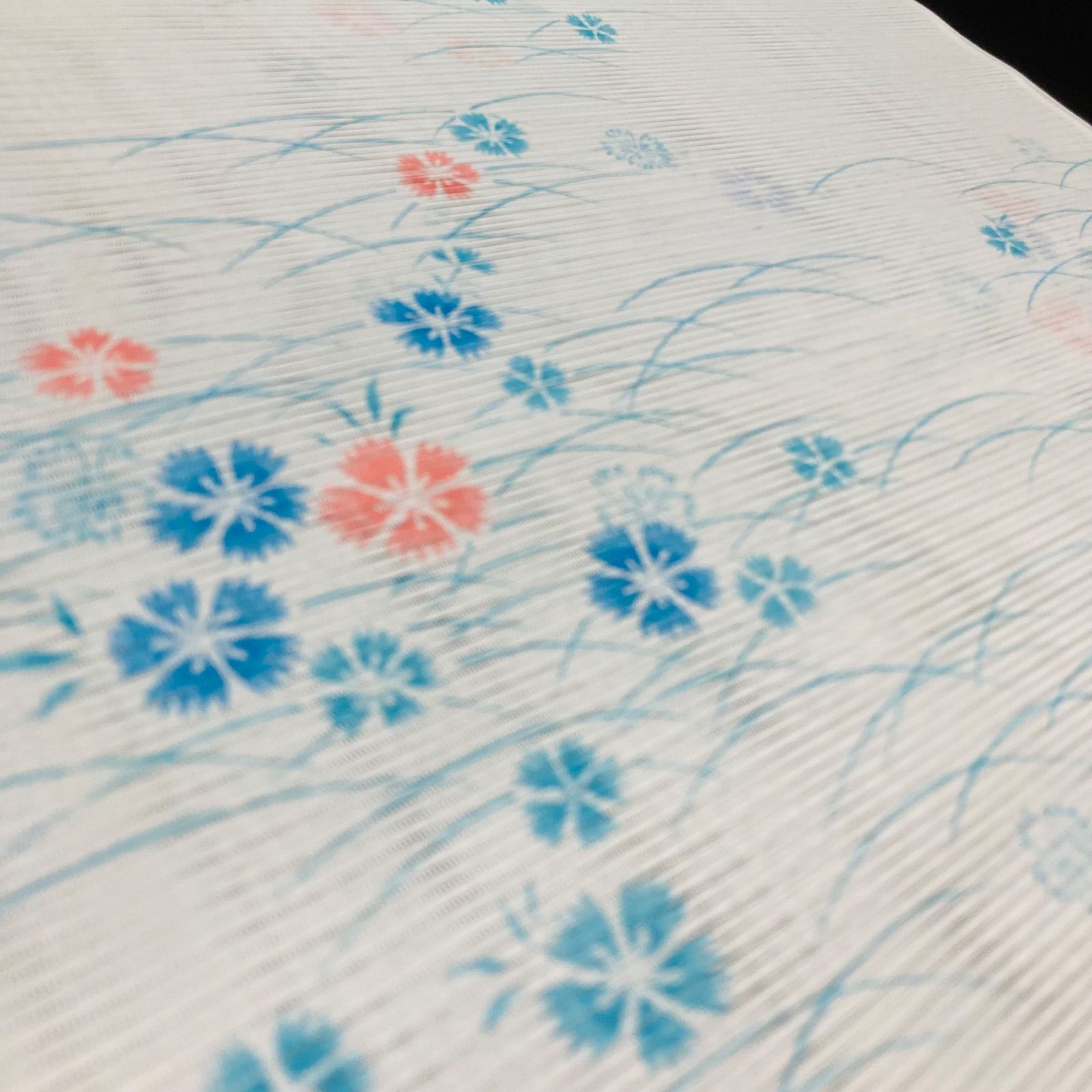 【予約済】y82【着物と帯 オレンジ】割と綺麗なポリエステル化繊小紋着尺反物5点 着物と帯オレンジ y182◾️割と綺麗な夏物駒絽ポリエステル化繊小紋