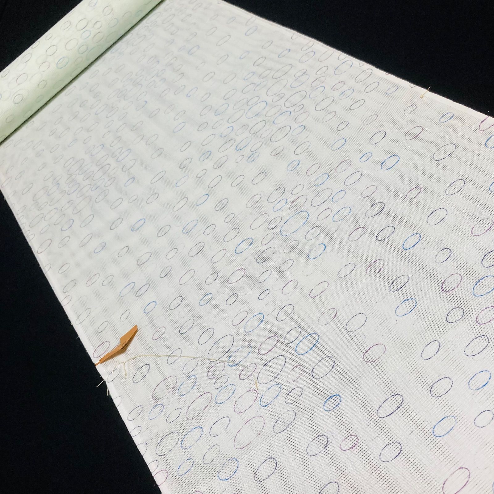 着物と帯オレンジ y182◾️割と綺麗な夏物駒絽ポリエステル化繊小紋