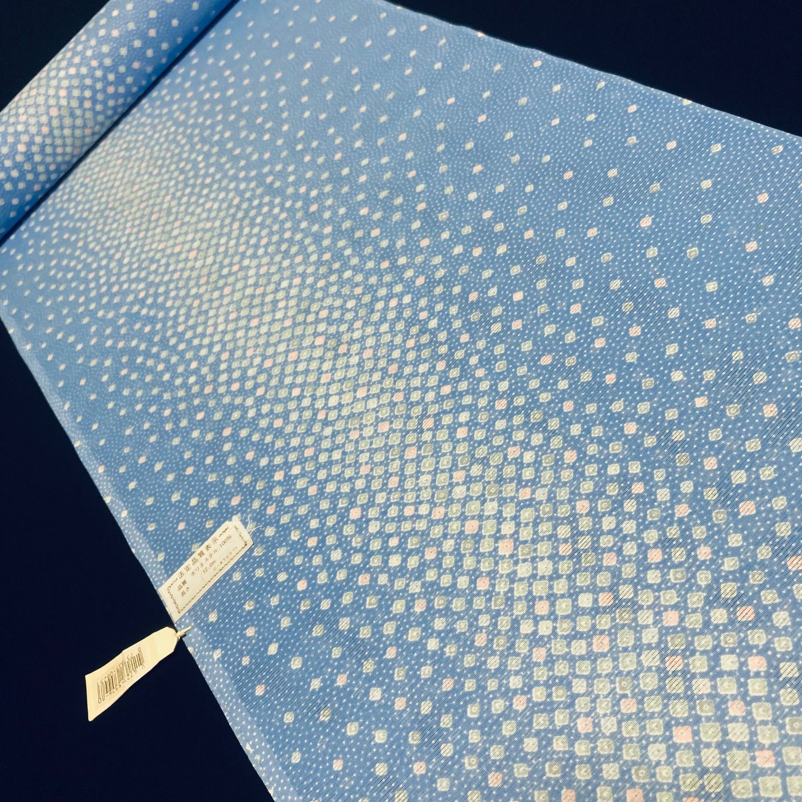 着物と帯オレンジ y182◾️割と綺麗な夏物駒絽ポリエステル化繊小紋