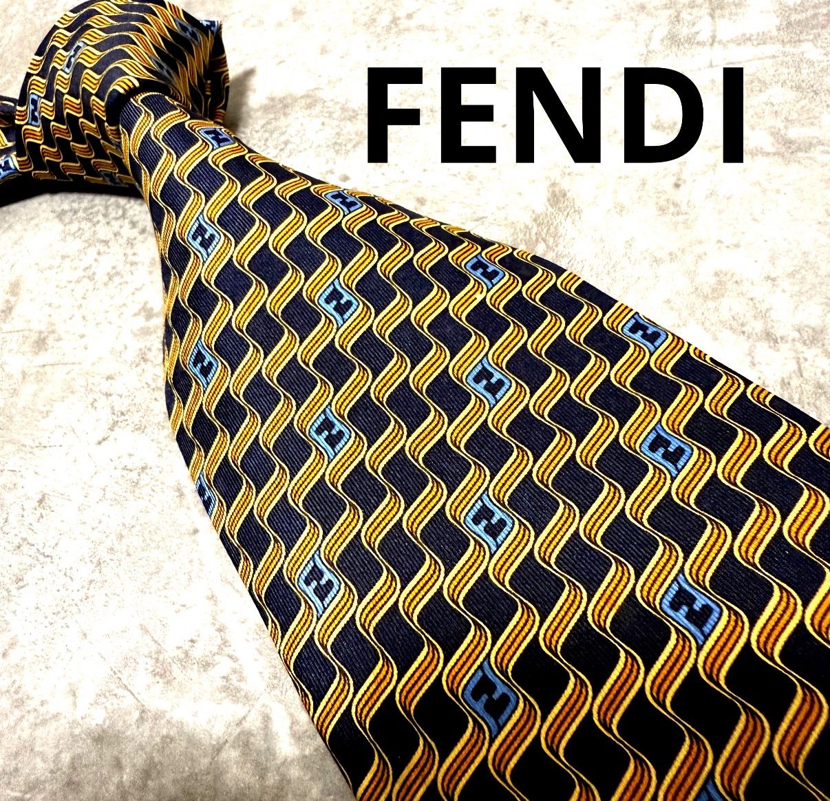 ✨美品✨】FENDI フェンディ ネクタイ ズッカ FF柄 イエロー ブラック