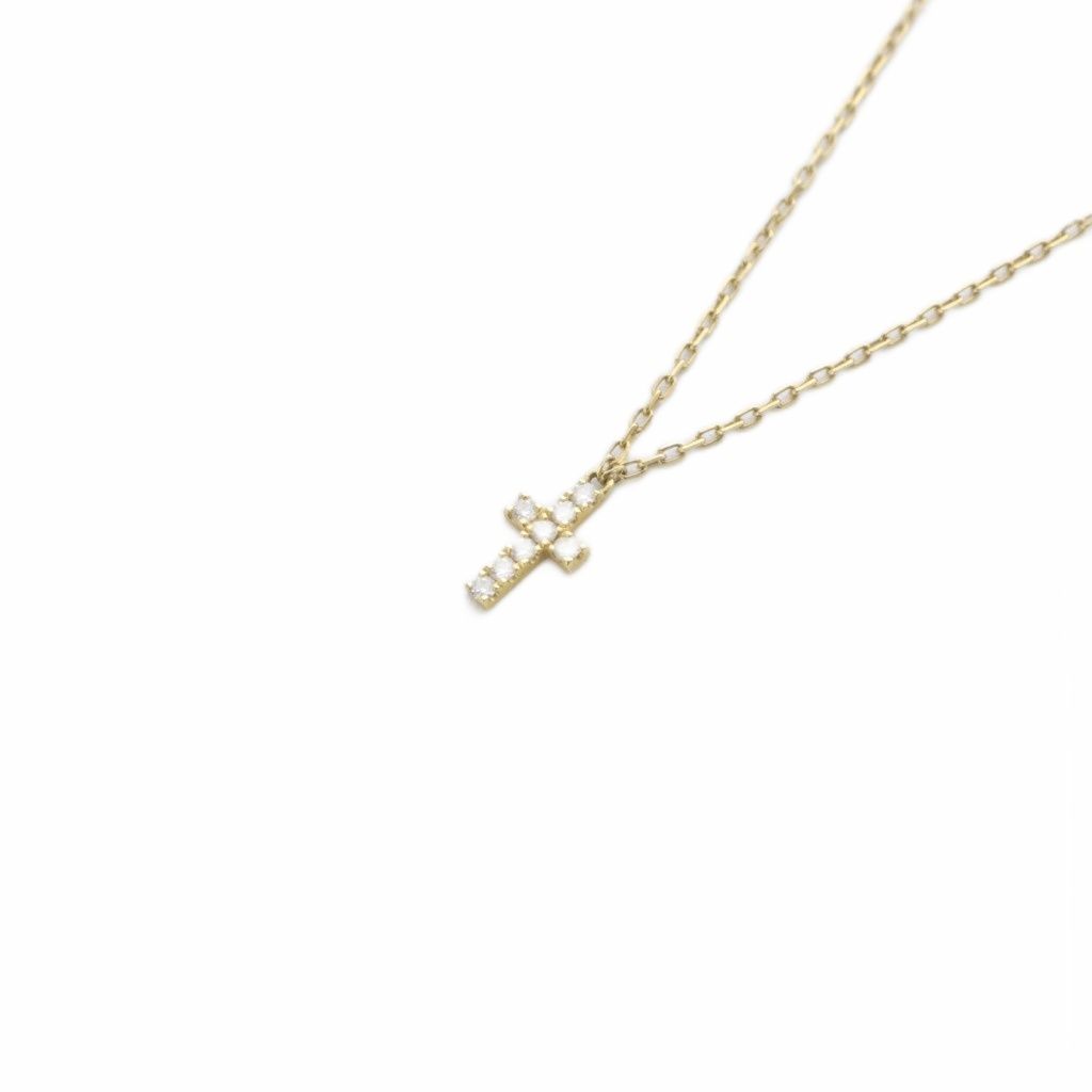 アーカー クロスパヴェ ネックレス K18YG ダイヤ 0.05ct AHKAH 【公式