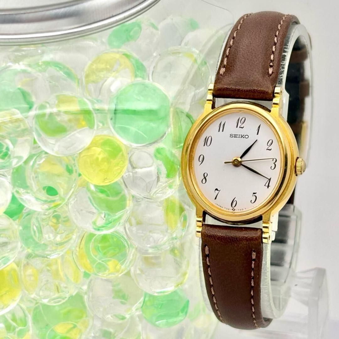新品電池】 SEIKO セイコー オーバル ゴールド レディース 腕時計